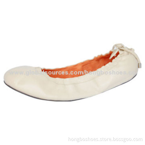 Dress Ballerina Shoe, Flat Rubber Outsole, Leather Insole and Socks